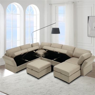 Modular Sectional Sofa with Storage Seat Oversized U Shaped Couch with Reversible Chaise Sofa Set